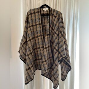 Plaid Open Front Poncho Shawl